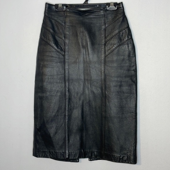 Vintage Dresses & Skirts - 𝅺vintage leather high waisted pencil skirt